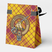 Clan MacMillan Wappen über Dress Tartan Geschenkschachtel (Rückseite)