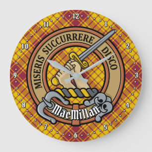 Clan MacMillan Wappen über Dress Tartan Große Wanduhr