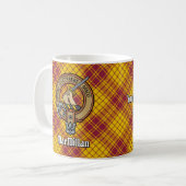 Clan MacMillan Wappen über Dress Tartan Kaffeetasse (Vorderseite Links)