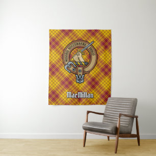 Clan MacMillan Wappen über Dress Tartan Wandteppich