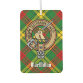 Clan MacMillan Wappen über Tartan Autolufterfrischer (Vorderseite)