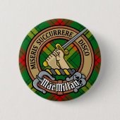 Clan MacMillan Wappen über Tartan Button (Vorderseite)