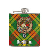 Clan MacMillan Wappen über Tartan Flachmann (Vorderseite)