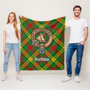 Clan MacMillan Wappen über Tartan Fleecedecke