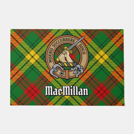Clan MacMillan Wappen über Tartan Fußmatte (Vorderseite)
