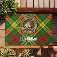 Clan MacMillan Wappen über Tartan