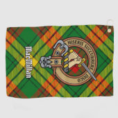 Clan MacMillan Wappen über Tartan Golfhandtuch (Horizontal)
