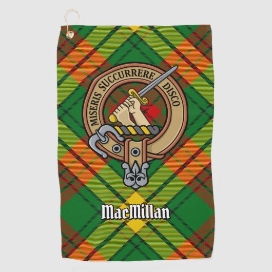Clan MacMillan Wappen über Tartan Golfhandtuch (Vorderseite)