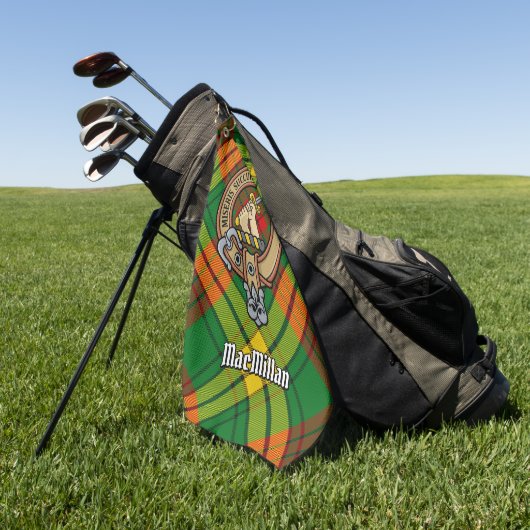 Clan MacMillan Wappen über Tartan Golfhandtuch (Gras)