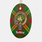 Clan MacMillan Wappen über Tartan Keramik Ornament (Links)