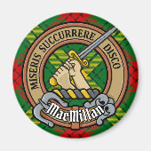 Clan MacMillan Wappen über Tartan Magnet (Vorne)