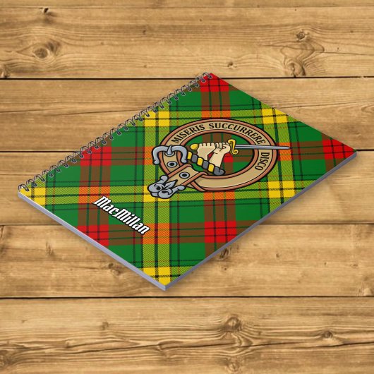 Clan MacMillan Wappen über Tartan Notizblock