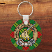 Clan MacMillan Wappen über Tartan Schlüsselanhänger (Vorderseite)