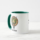 Clan MacMillan Wappen über Tartan Tasse (Vorderseite Links)