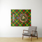 Clan MacMillan Wappen über Tartan Wandteppich (Beispiel (Horizontal))