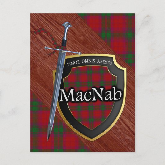 Clan MacNab Tartan Sword & Shield Postkarte (Vorderseite)