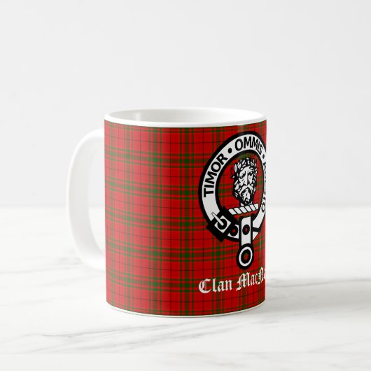 Clan MacNab Wappen Abzeichen und Tartan Kaffeetasse (Vorderseite Links)