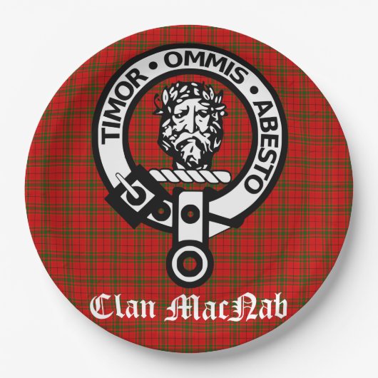Clan MacNab Wappen Abzeichen und Tartan Pappteller (Vorderseite)