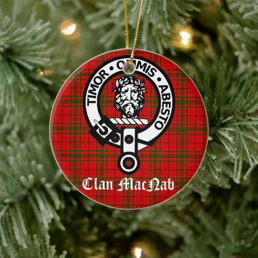 Clan MacNab Wappen Abzeichen und Tartan Personalis Keramik Ornament (Baum)