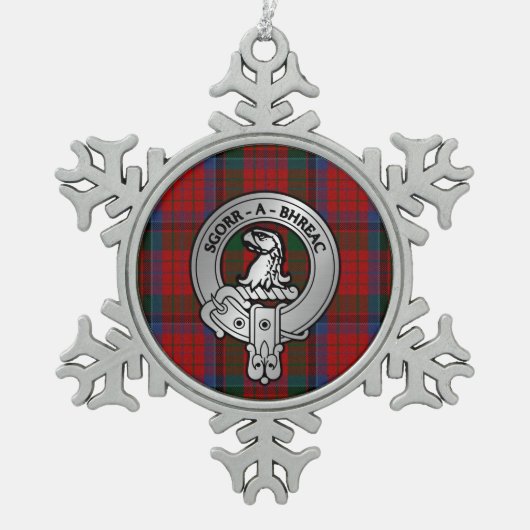 Clan MacNeacail (MacNicol/Nicolson) Wappen & Tarta Schneeflocken Zinn-Ornament (Vorderseite)