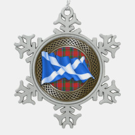 Clan MacNeacail Tartan Knot & Flag Schneeflocken Zinn-Ornament