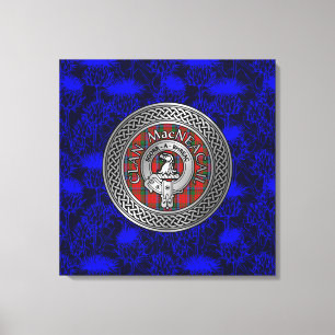 Clan MacNeacail Wappen & Tartan Knot on Thistle Leinwanddruck