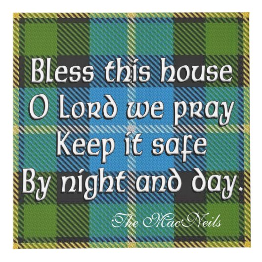 Clan MacNeil Tartan House Blessing Würfel (Vorderseite)