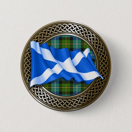 Clan MacNeil Tartan Knot & Flag Button (Vorderseite)