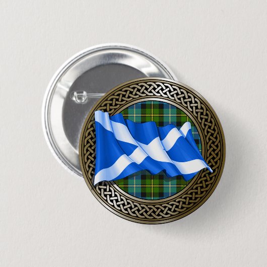 Clan MacNeil Tartan Knot & Flag Button (Vorne & Hinten)