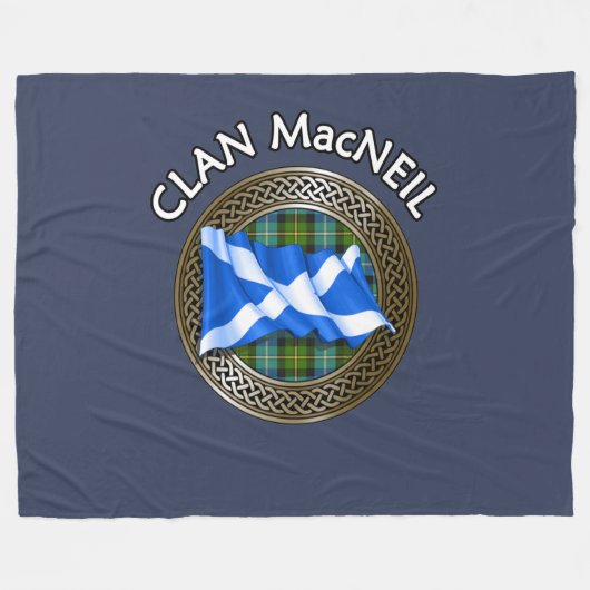 Clan MacNeil Tartan Knot & Flag Fleecedecke (Vorderseite (Horizontal))