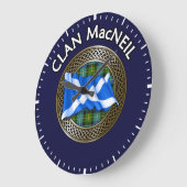 Clan MacNeil Tartan Knot & Flag Große Wanduhr (Winkel)