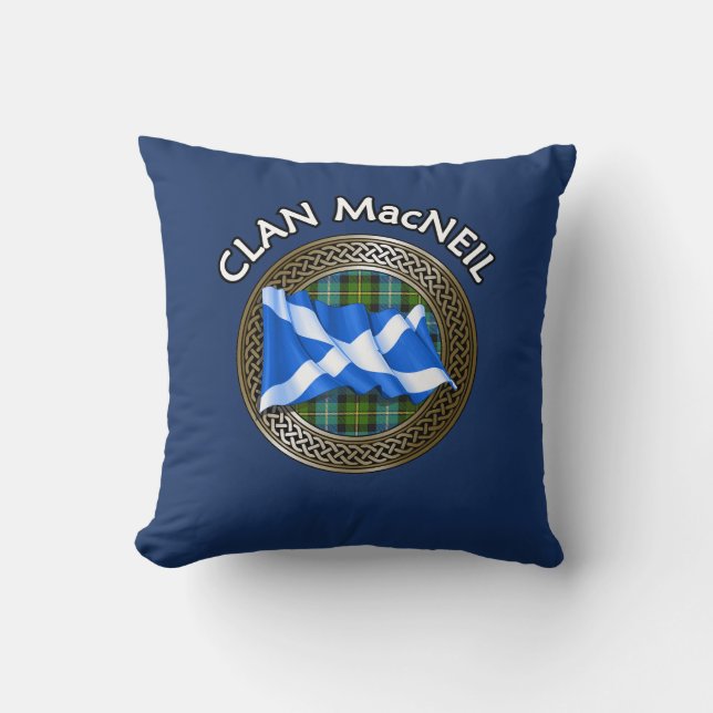 Clan MacNeil Tartan Knot & Flag Kissen (Vorderseite)