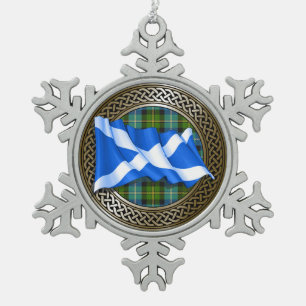 Clan MacNeil Tartan Knoten & Flagge Schneeflocken Zinn-Ornament