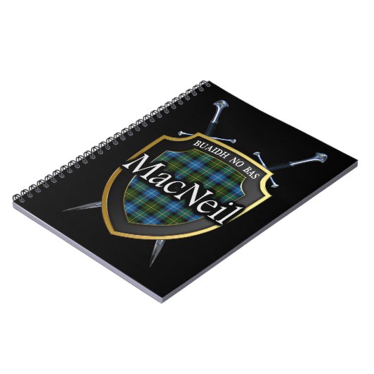 Clan MacNeil Tartan-Schild u. Schwerter Notizblock (Linke Seite)
