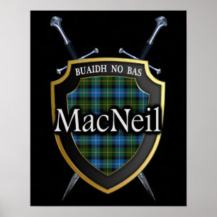 Clan MacNeil Tartan Scottish Shield & Schwerter Poster