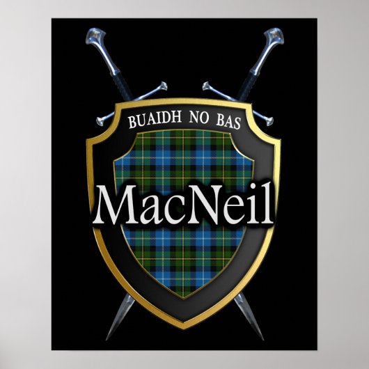 Clan MacNeil Tartan Scottish Shield & Schwerter Poster (Vorne)