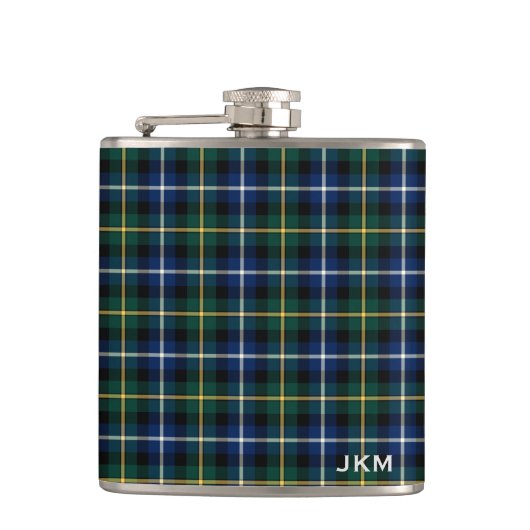 Clan MacNeil von Barra Tartan Monogram Flachmann (Vorderseite)