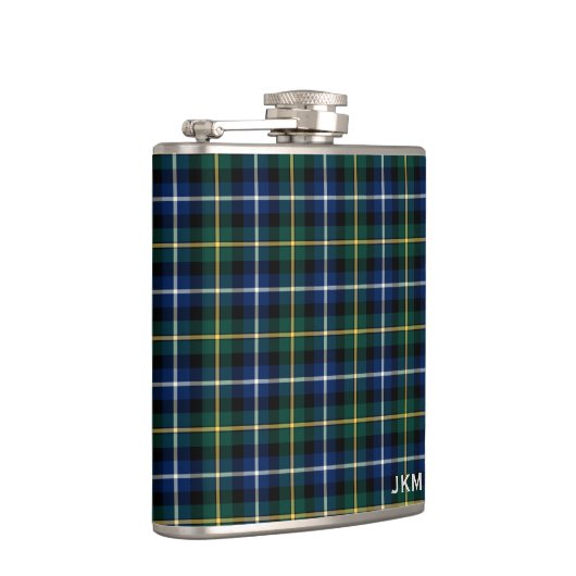 Clan MacNeil von Barra Tartan Monogram Flachmann (Rechts)