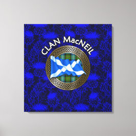 Clan MacNeil Wappen & Tartan Knot on Thistle Leinwanddruck