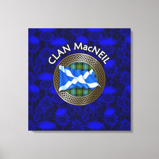 Clan MacNeil Wappen & Tartan Knot on Thistle Leinwanddruck (Vorderseite)