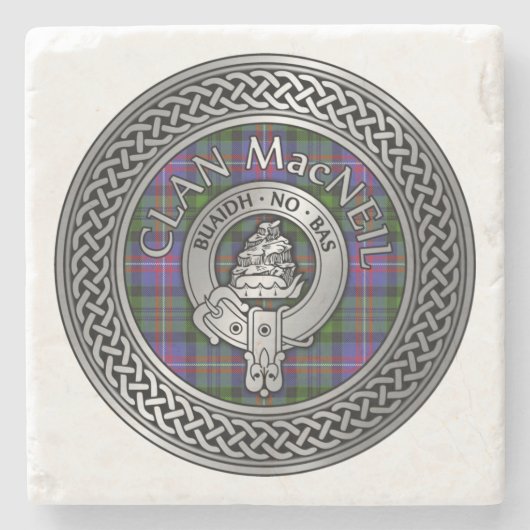 Clan MacNeil Wappen & Tartan Knot Steinuntersetzer (Vorderseite)