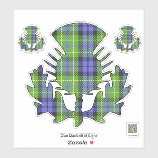 Clan MacNeill von Gigha Tartan Thistle Sticker (Blatt)