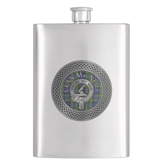 Clan MacNeill von Gigha Wappen & Tartan Flask Flachmann (Vorderseite)