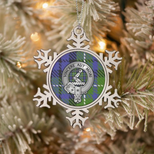 Clan MacNeill von Gigha Wappen & Tartan Snowflake  Schneeflocken Zinn-Ornament (Baum)