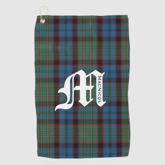 Clan MacNicol Hunting Tartan Kariert Monogram Golfhandtuch (Vorderseite)