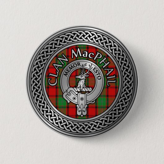 Clan MacPhail Wappen & Tartan Knot Button (Vorderseite)