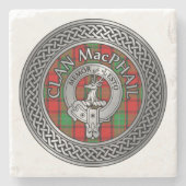 Clan MacPhail Wappen & Tartan Knot Steinuntersetzer (Vorderseite)