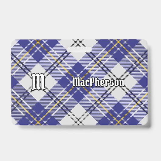 Clan MacPherson Blue Dress Tartan Abzeichen Ausweis (Vorderseite)
