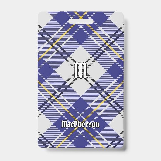 Clan MacPherson Blue Dress Tartan Abzeichen Ausweis (Vorderseite)
