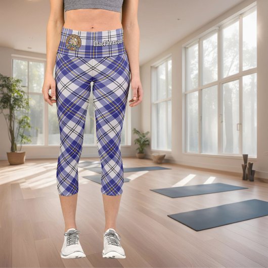 Clan MacPherson Blue Dress Tartan Capri Leggings